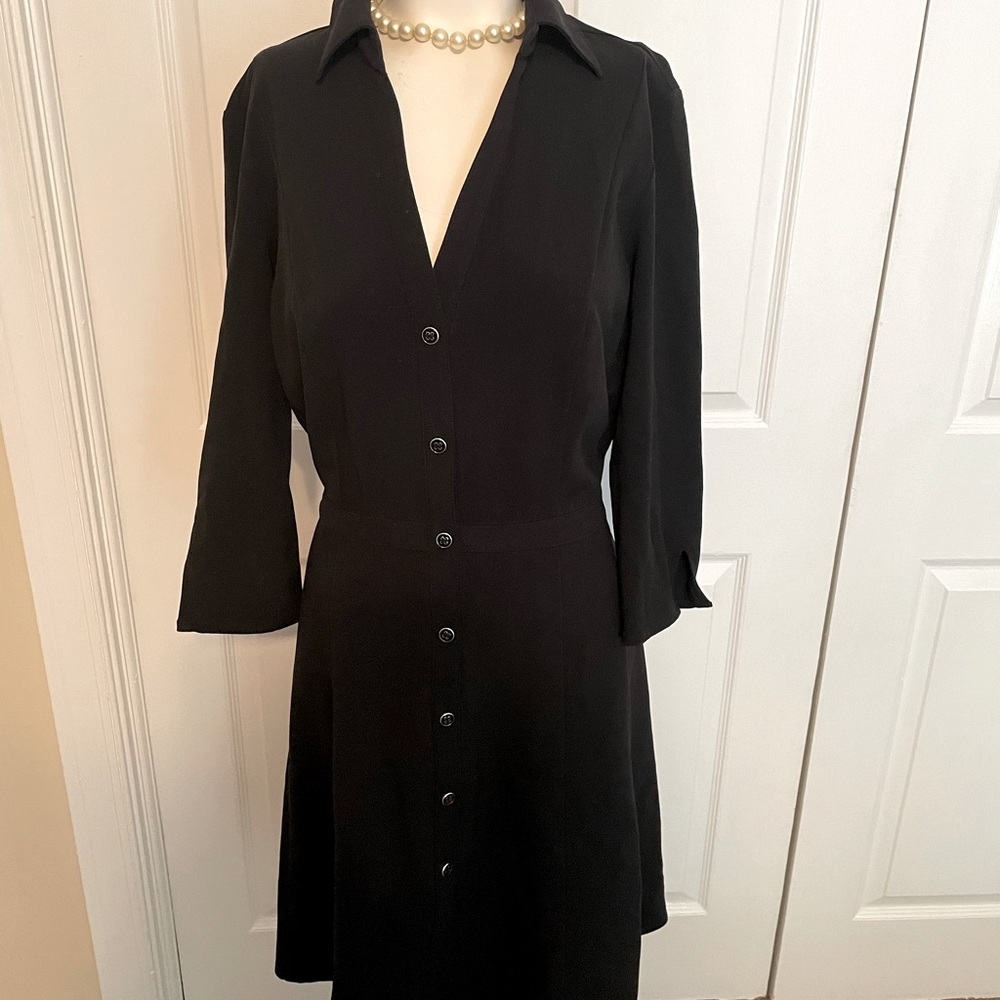 Dark navy v-neck shirt dress